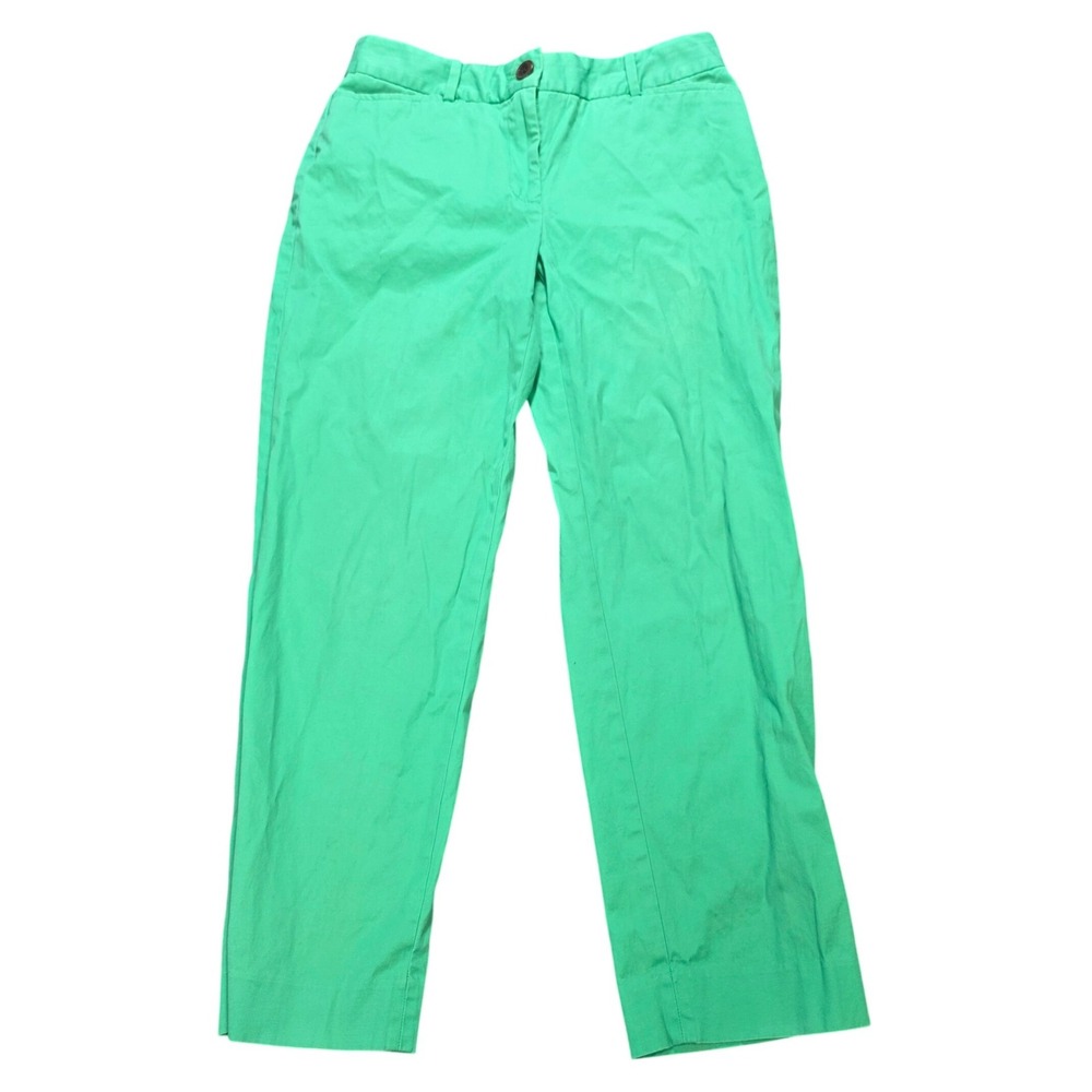 Talbots The Perfect Crop Chino Pants Women's Size 2 Green Cotton Spandex Cropped